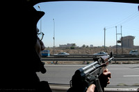 On the move, car window, Baghdad 2004