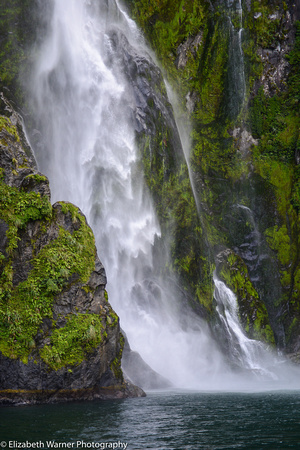 Waterfall near Milford Sound, New Zealand